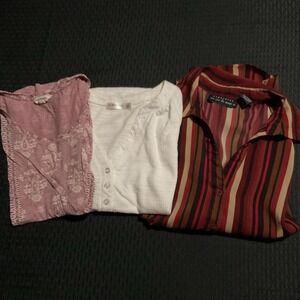 Mixed Brands Shirt Womens M Multicolor Lot Of 3 Tops Paisley Stripe Casual